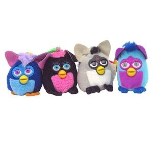 Vintage 1990s Furby Baby Mini Plush Keychain Lot of 4 Tiger Electronics